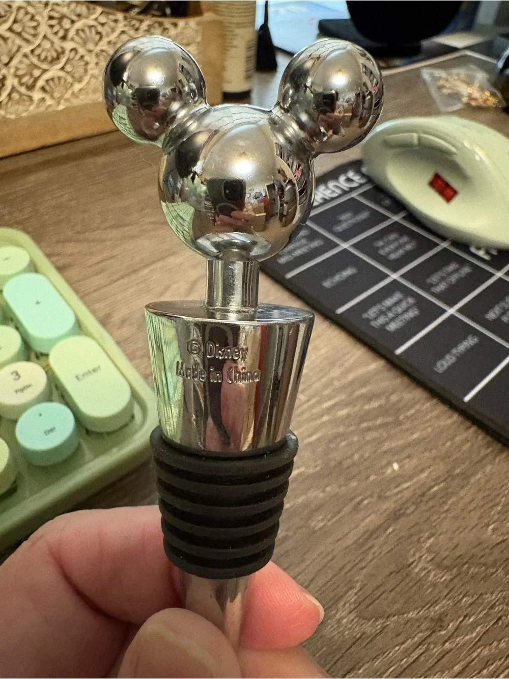 Silver Disney Mickey Ears Wine Bottle Stopper - Metallic